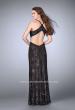 Picture of: High Neck Lace Gown with Side Cut Outs and Open Back in Black, Style: 23744, Back Picture