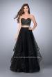 Picture of: Beaded Two Piece Dress with Layered Skirt and Corset in Black, Style: 23753, Main Picture