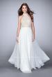 Picture of: High Collar A-line Dress with Lace Top and Chiffon Skirt in White, Style: 23754, Detail Picture 2