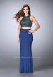 Picture of: Beaded Two Piece Gown with Racer Back and Belt in Blue, Style: 23759, Detail Picture 1