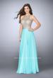 Picture of: High Neck A-line Dress with Sheer Beaded Top in Blue, Style: 23760, Main Picture