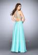 Picture of: High Neck A-line Dress with Sheer Beaded Top in Blue, Style: 23760, Back Picture