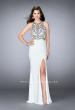 Picture of: Fitted Prom Dress with High Neckline and Beading in White, Style: 23764, Main Picture