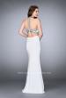Picture of: Fitted Prom Dress with High Neckline and Beading in White, Style: 23764, Back Picture