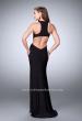 Picture of: Jersey Prom Dress with Gold Beading and Racer Back in Black, Style: 23791, Back Picture