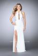Picture of: Jersey Prom Dress with Gold Beading and Racer Back in White, Style: 23791, Detail Picture 1