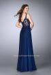 Picture of: A-line Chiffon Dress with Lace Top and Pockets in Blue, Style: 23802, Back Picture