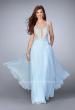 Picture of: A-line Chiffon Dress with Lace Top and Pockets in Blue, Style: 23802, Detail Picture 1