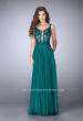 Picture of: A-line Chiffon Dress with Lace Top and Pockets in Green, Style: 23802, Detail Picture 2