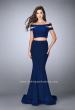 Picture of: Sparkly Two Piece Dress with Off the Shoulder Straps in Blue, Style: 23856, Back Picture