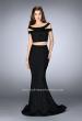 Picture of: Sparkly Two Piece Dress with Off the Shoulder Straps in Black, Style: 23856, Detail Picture 1