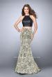 Picture of: Two Piece Mermaid Dress with Rose Printed Skirt in Gold, Style: 23872, Main Picture