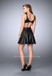 Picture of: Short Vegan Leather Dress with Flared Skirt in Black, Style: 23875, Back Picture