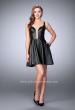 Picture of: Short Vegan Leather Dress with Flared Skirt in Black, Style: 23875, Detail Picture 1