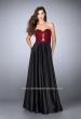 Picture of: Satin A-line Dress with Beaded Lace Top and Open Back in Black, Style: 23881, Detail Picture 2