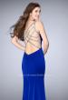 Picture of: Fitted Dress with Deep V Neckline and Beaded Back in Blue, Style: 23887, Main Picture