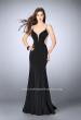 Picture of: Fitted Dress with Deep V Neckline and Beaded Back in Black, Style: 23887, Detail Picture 2