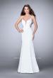 Picture of: Fitted Dress with Deep V Neckline and Beaded Back in White, Style: 23887, Detail Picture 3