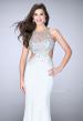 Picture of: Beaded Jersey Dress with Sheer Sweetheart Neckline in White, Style: 23896, Main Picture
