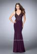 Picture of: Fitted Jersey Dress with Sheer Beaded Top and Cut Outs in Purple, Style: 23909, Detail Picture 1