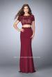 Picture of: Two Piece Beaded Lace Prom Gown with Cap Sleeves in Red, Style: 23912, Detail Picture 1