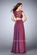 Picture of: Two Piece A-line Dress with Scalloped Top and Pockets in Purple, Style: 23922, Back Picture