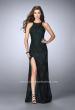 Picture of: High Neck Lace Dress with Side Slit and Strappy Back in Green, Style: 23923, Back Picture