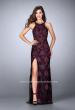 Picture of: High Neck Lace Dress with Side Slit and Strappy Back in Red, Style: 23923, Detail Picture 1