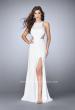 Picture of: Long Jersey Prom Dress with Sheer Sides and Back in White, Style: 23931, Detail Picture 2