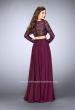 Picture of: Long Sleeve Two Piece Gown with Sheer Neckline in Purple, Style: 23937, Back Picture