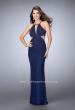 Picture of: Beaded Prom Dress with Side Cut Outs and Strappy Back in Blue, Style: 23941, Detail Picture 1