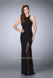 Picture of: Jersey Prom Gown with Fishnet Slit and Open Back in Black, Style: 23956, Main Picture