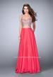Picture of: Two Piece A-line Prom Dress with Beaded Cut Out Top in Pink, Style: 23966, Detail Picture 3