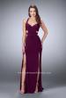 Picture of: Double Slit Jersey Dress with Cut Outs and Racer Back in Purple, Style: 23967, Main Picture