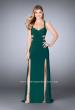 Picture of: Double Slit Jersey Dress with Cut Outs and Racer Back in Green, Style: 23967, Detail Picture 2