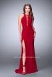 Picture of: Long Jersey Prom Dress with Lace Up Front and Back in Red, Style: 23973, Detail Picture 1