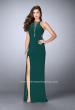 Picture of: Long Jersey Prom Dress with Lace Up Front and Back in Green, Style: 23973, Detail Picture 2