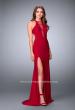 Picture of: Long Jersey Prom Dress with Lace Up Front and Back in Red, Style: 23973, Detail Picture 4