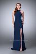Picture of: High Beaded Neck Prom Dress with Strappy Back in Blue, Style: 23993, Detail Picture 4