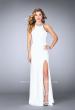 Picture of: High Beaded Neck Prom Dress with Strappy Back in White, Style: 23993, Detail Picture 6
