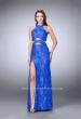 Picture of: Long Lace Prom Dress with Cut Outs and Racer Back in Blue, Style: 23999, Main Picture