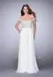 Picture of: A-line Chiffon Dress with Off the Shoulder Lace Top in White, Style: 24001, Detail Picture 2