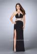 Picture of: Beaded Jersey Prom Dress with a Deep V Keyhole in Black, Style: 24003, Detail Picture 1