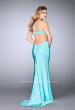 Picture of: Long Jersey Dress with Side Cut Outs and Strappy Back in Blue, Style: 24009, Detail Picture 3