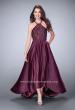 Picture of: High Low A-line Dress with Lace Top and Satin Skirt in Purple, Style: 24012, Main Picture