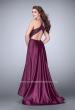 Picture of: High Low A-line Dress with Lace Top and Satin Skirt in Purple, Style: 24012, Back Picture