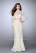 Picture of: Long Sleeve Two Piece Lace Dress with Open Back in White, Style: 24013, Detail Picture 1