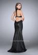 Picture of: Long Vegan Leather Prom Dress with Choker in Black, Style: 24018, Back Picture