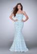 Picture of: Long Strapless Floral Print Prom Dress in Blue, Style: 24020, Detail Picture 1