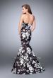 Picture of: Strapless Black and White Rose Print Prom Dress in Print, Style: 24023, Back Picture